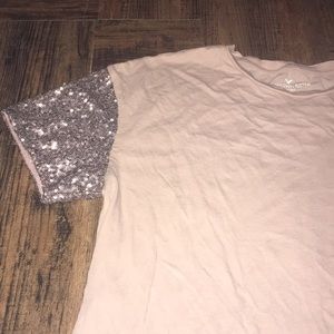 American Eagle top with sequin sleeves
